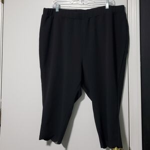 BloomChic Women's Scalloped Hem Black Pants Plus Size 22/24 Elastic Waistband
